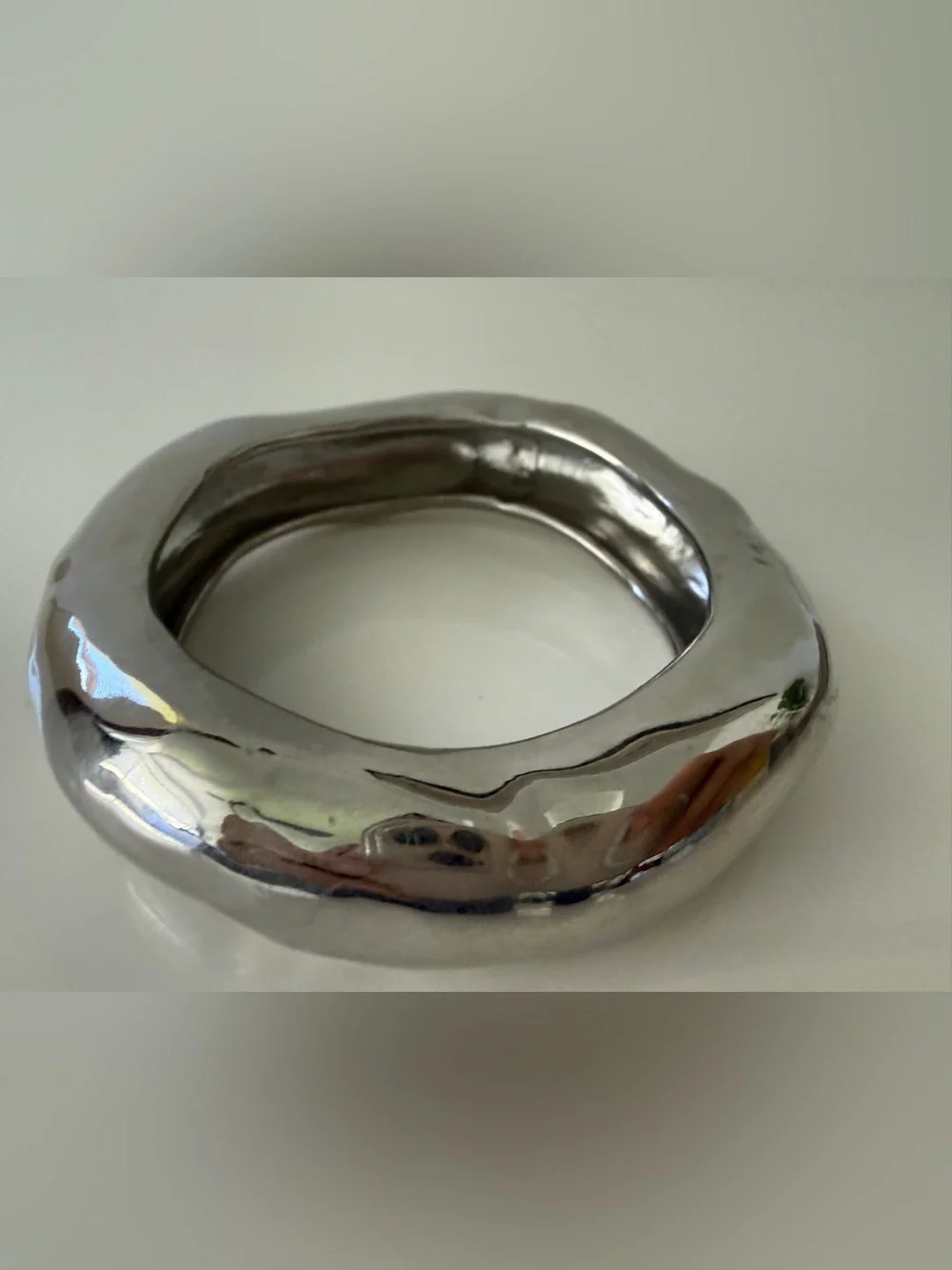 ALEXIS BITTAR Large Molten Bangle Bracelet - Silver